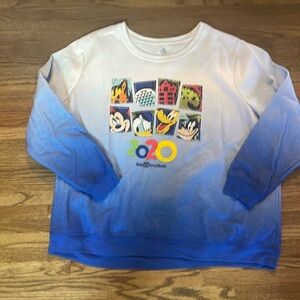 NWOT DisneyWorld 2XL blue white ombre long sleeve shirt